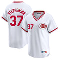 Cincinnati Reds #37 Tyler Stephenson Player White AmberGomez Cooperstown Collection Limited T-shirt Home Stitched Jerseys