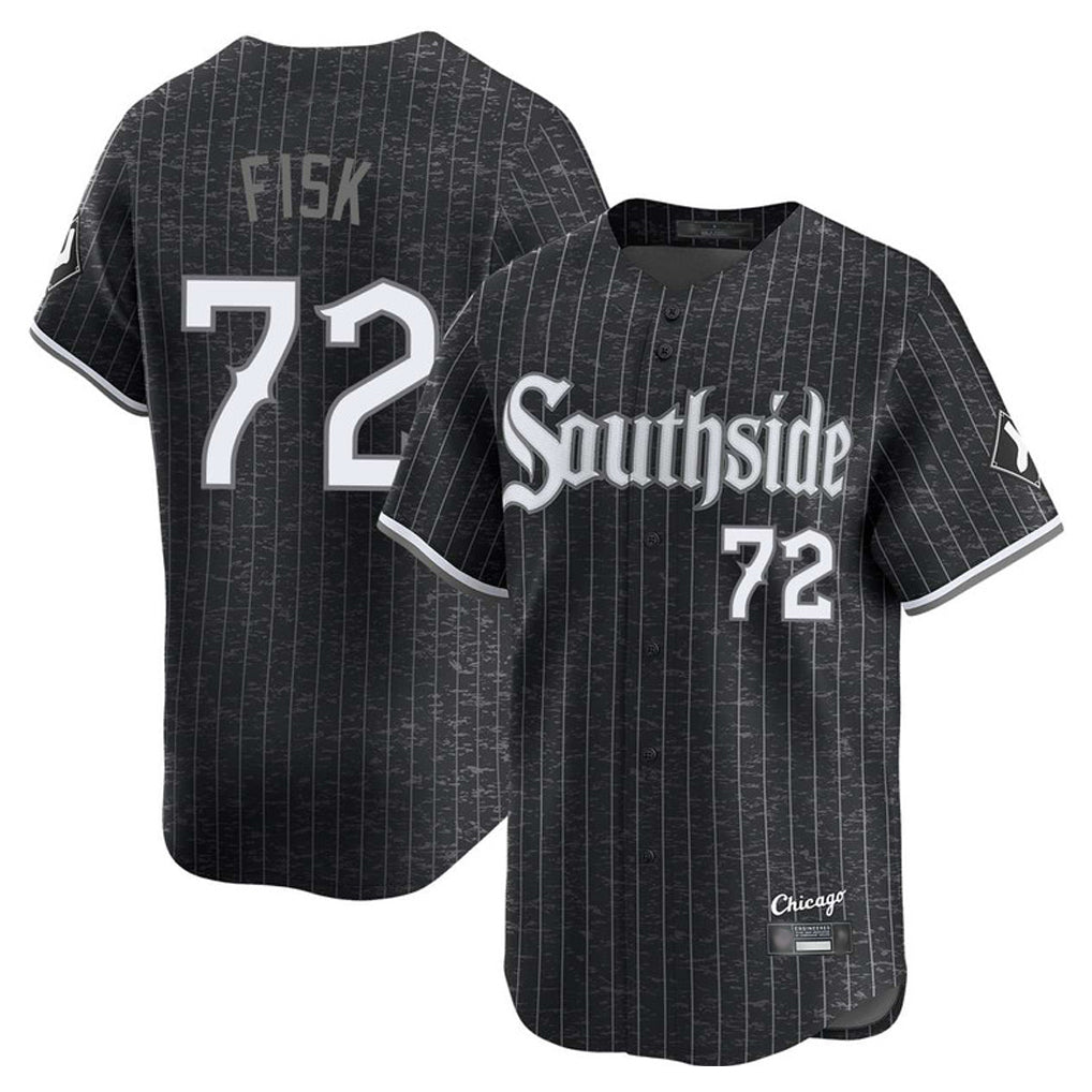 Chicago White Sox #72 Carlton Fisk Player Black AmberGomez City Connect Limited Home Stitched Jerseys