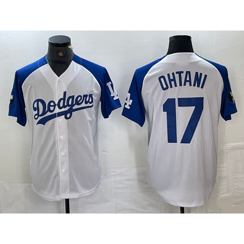 Los Angeles Dodgers #17 Shohei Ohtani White Blue AmberGomez Fashion Stitched Cool Base Limited Jerseys
