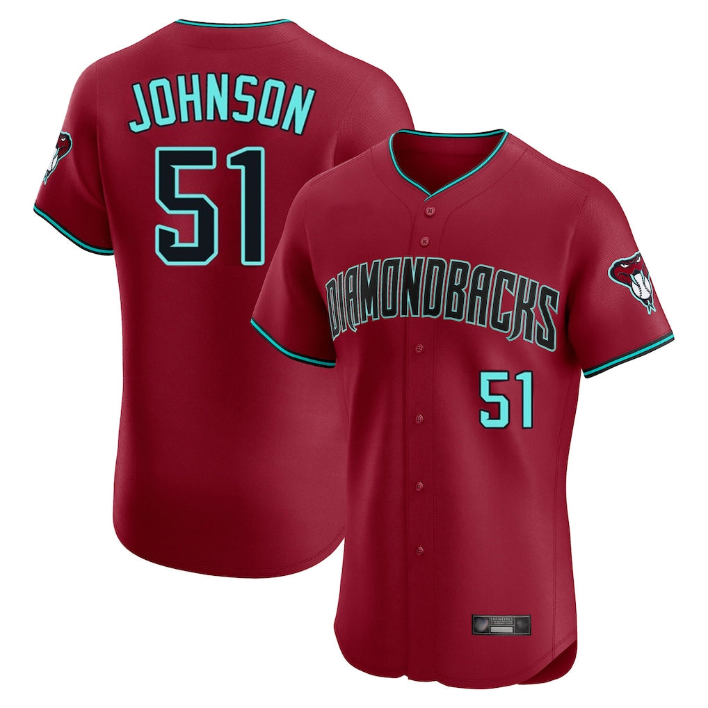 Arizona Diamondbacks #51 Randy Johnson Player Red AmberGomez Limited Elite Home Game Stitched Jerseys