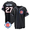 Chicago Cubs #27 Seiya Suzuki Player Black AmberGomez Fashion Out 150th Anniversary Game Stitched Jerseys