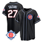 Chicago Cubs #27 Seiya Suzuki Player Black AmberGomez Fashion Out 150th Anniversary Game Stitched Jerseys