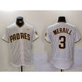 San Diego Padres #3 Jackson Merrill White AmberGomez With PS Patch Stitched Flex Base Jersey 2