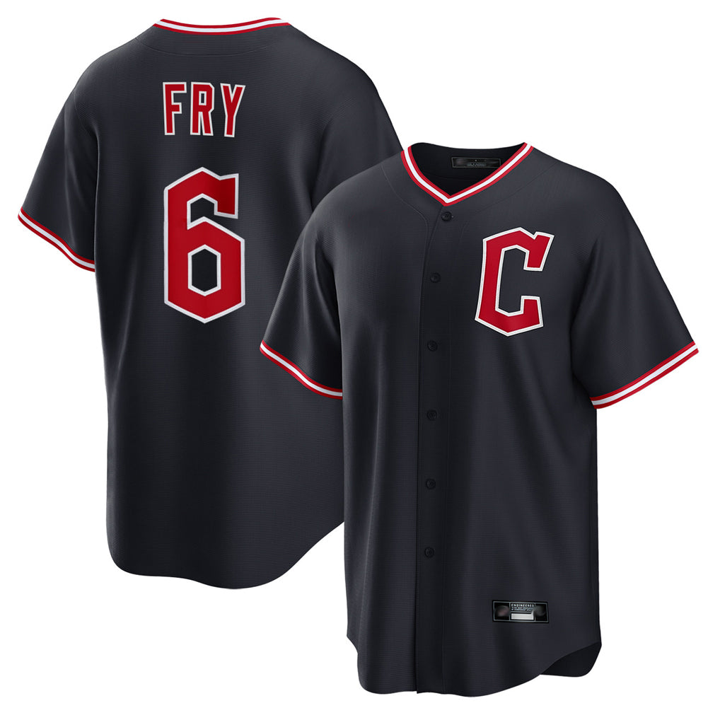 Cleveland Guardians #6 David Fry Player Navy AmberGomez Home Game Stitched Jerseys