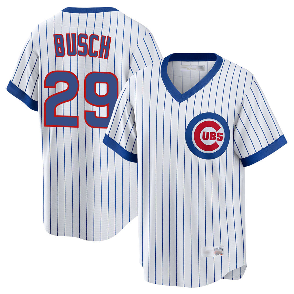Chicago Cubs #29 Michael Busch Player White AmberGomez T-shirt Cooperstown Collection Limited Stitched Jerseys