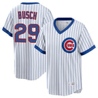 Chicago Cubs #29 Michael Busch Player White AmberGomez T-shirt Cooperstown Collection Limited Stitched Jerseys