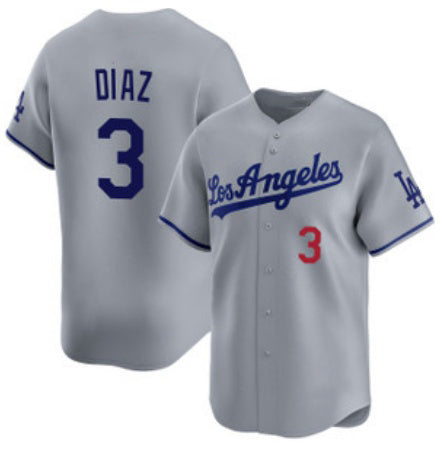 Los Angeles Dodgers #3 Edwin D¨ªaz Grey AmberGomez Cool Base Stitched Jersey