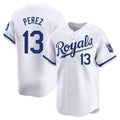 Kansas City Royals #13 Salvador Perez Player White AmberGomez Alt Limited Home Stitched Jerseys