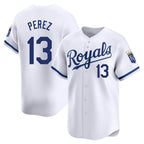 Kansas City Royals #13 Salvador Perez Player White AmberGomez Alt Limited Home Stitched Jerseys