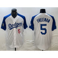 Los Angeles Dodgers #5 Freddie Freeman Number White Blue AmberGomez Fashion Stitched Cool Base Limited Jerseys