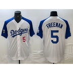Los Angeles Dodgers #5 Freddie Freeman Number White Blue AmberGomez Fashion Stitched Cool Base Limited Jerseys