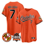 Baltimore Orioles #7 Jackson Holliday Player Orange AmberGomez 30th Anniversary of 2131 Home Game Stitched Jerseys