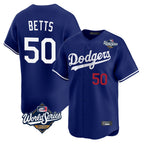 Los Angeles Dodgers #50 Mookie Betts Player Royal AmberGomez World Series Limited Home Stitched Jerseys