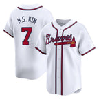 Atlanta Braves #7 Ha-Seong Kim Player White AmberGomez Limited Home Game Stitched Jerseys