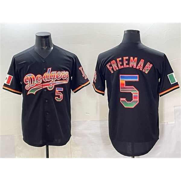 Los Angeles Dodgers #5 Freddie Freeman Black AmberGomez Mexico Cool Base Stitched Jersey