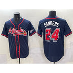 Atlanta Braves #24 Deion Sanders Navy AmberGomez 2025 Speedway Classic Alternate Stitched Jersey