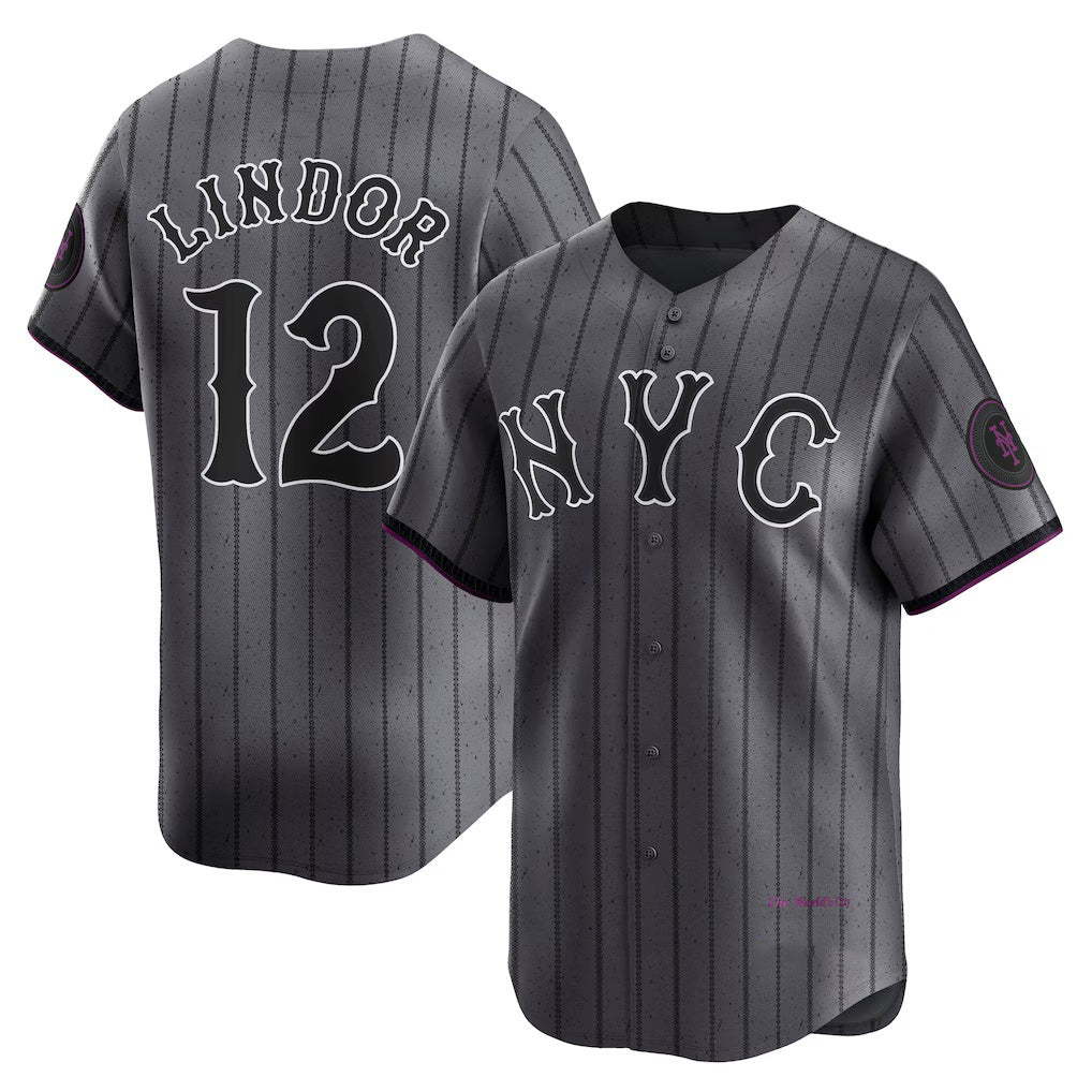New York Mets #12 Francisco Lindor Gray AmberGomez City Connect Limited Player Jersey