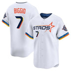 Houston Astros #7 Craig Biggio Player White AmberGomez City Connect Limited Home Stitched Jerseys