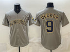 Milwaukee Brewers #9 Bob Uecker Grey AmberGomez Home Limited Stitched Jersey