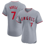 Los Angeles Angels #7 Jo Adell Player Gray AmberGomez Home Limited Elite Stitched Jerseys