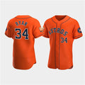 Houston Astros #34 Nolan Ryan Orange AmberGomez 60th Anniversary Flex Base Stitched Jersey