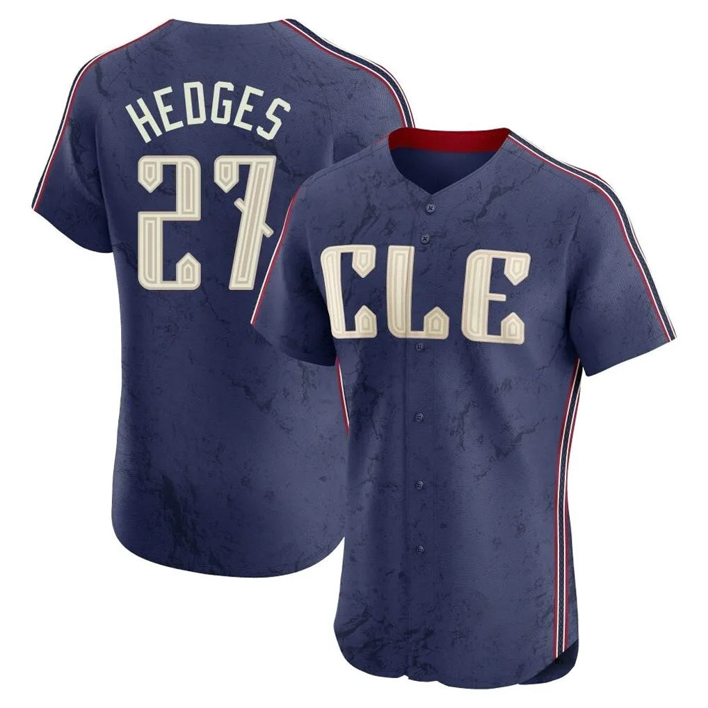 Cleveland Guardians #27 Austin Hedges Player Navy AmberGomez City Connect Limited Elite Home Stitched Jerseys