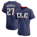 Cleveland Guardians #27 Austin Hedges Player Navy AmberGomez City Connect Limited Elite Home Stitched Jerseys
