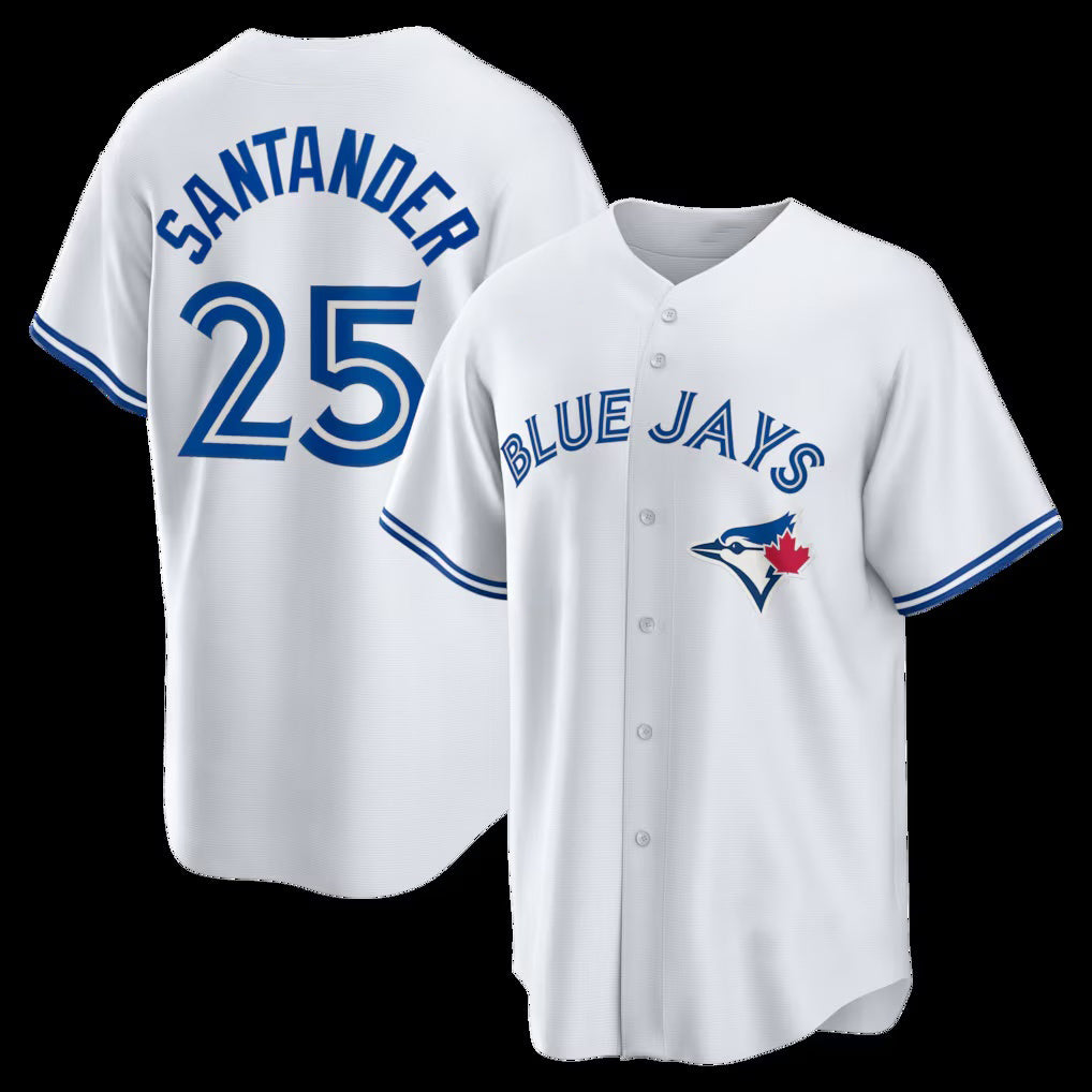Toronto Blue Jays #25 Anthony Santander White AmberGomez Home Replica Jersey