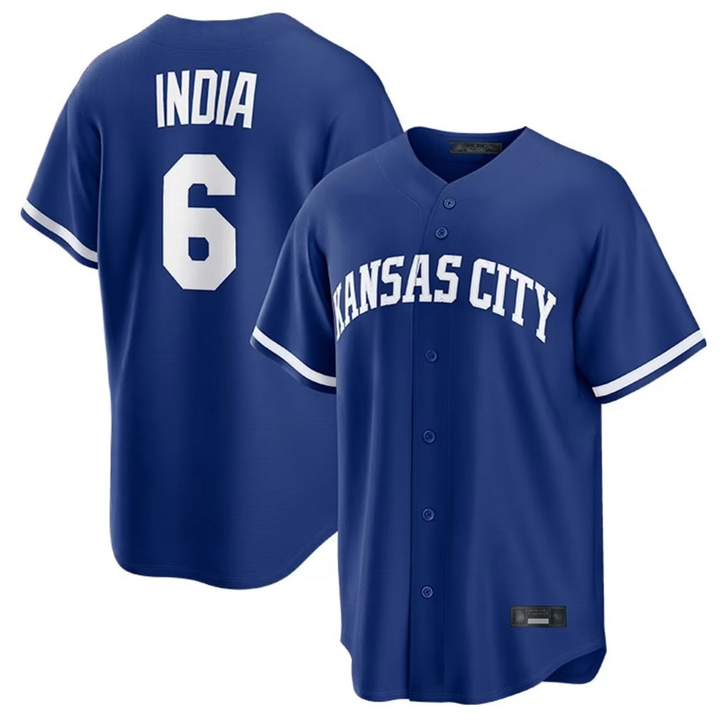 Kansas City Royals #6 Jonathan India Player Royal AmberGomez Game Home Stitched Jerseys