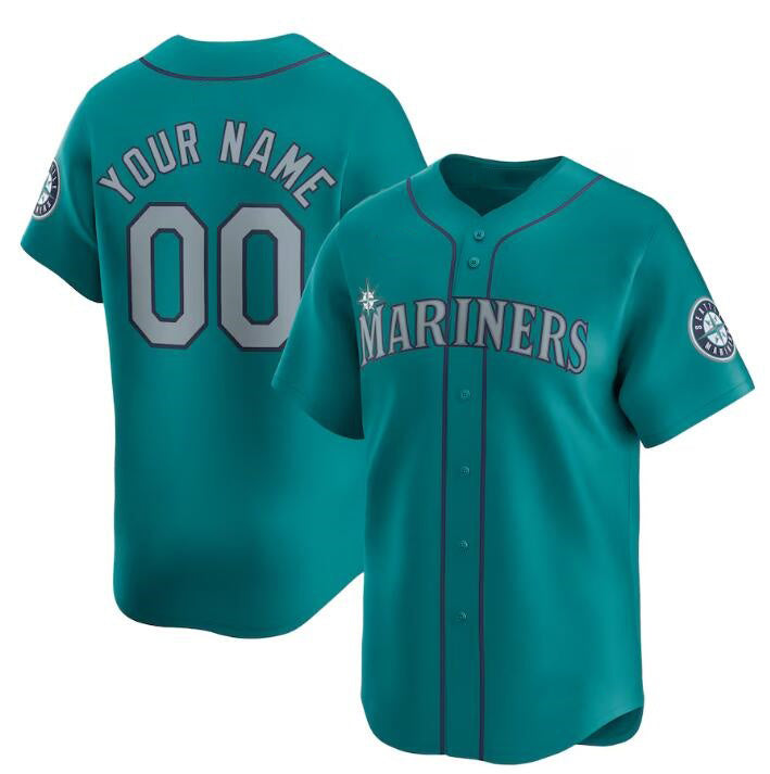 Custom Seattle Mariners Active Player Aqua AmberGomez Alternate Limited Stitched jersey