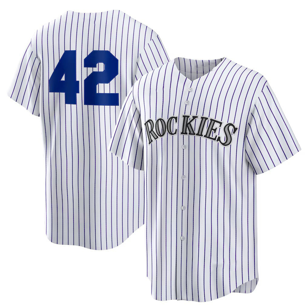Colorado Rockies #42 Jackie Robinson White AmberGomez Home 2025 Day Replica Jersey