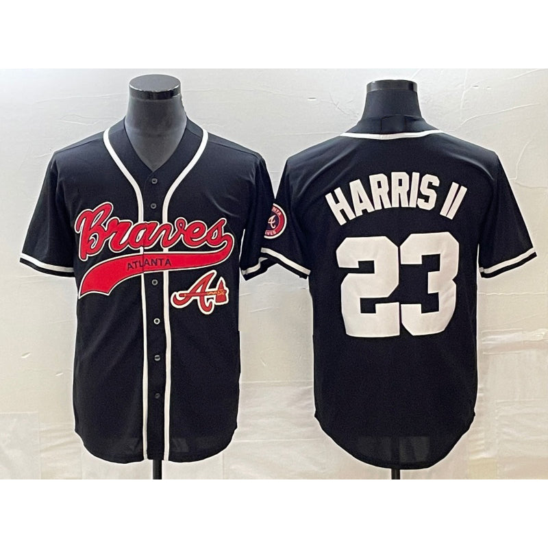 Atlanta Braves #23 Michael Harris II Black AmberGomez Cool Base Stitched Jersey 2