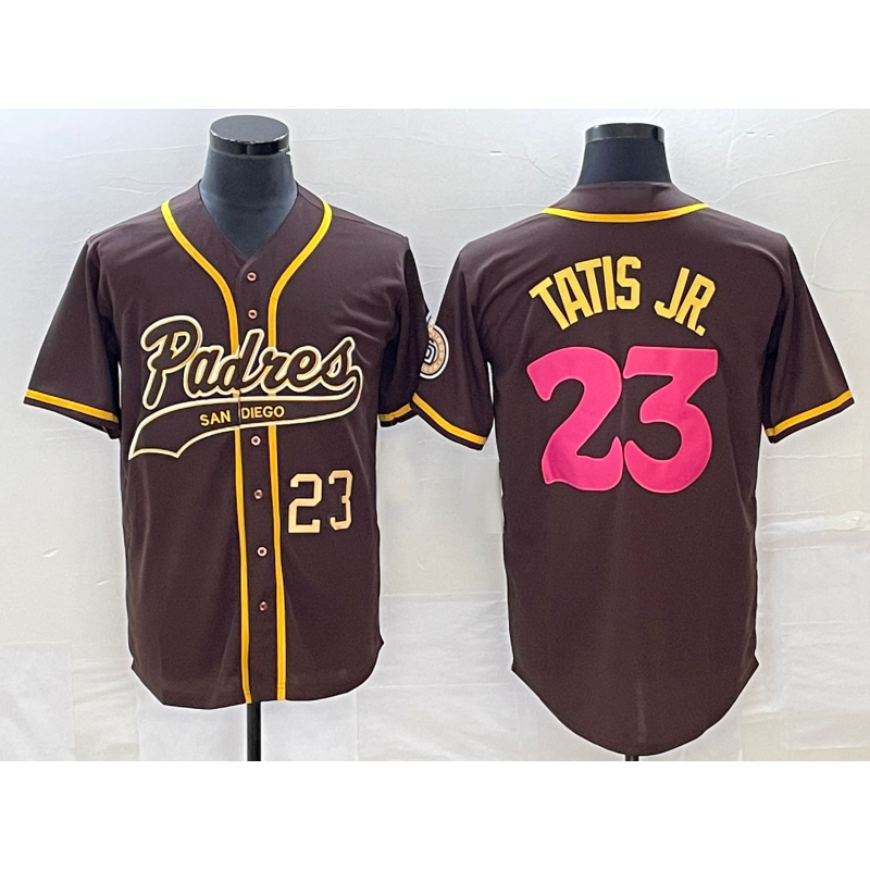 San Diego Padres #23 Fernando Tatis Jr Number Brown AmberGomez NEW 2023 City Connect Cool Base Stitched Jersey
