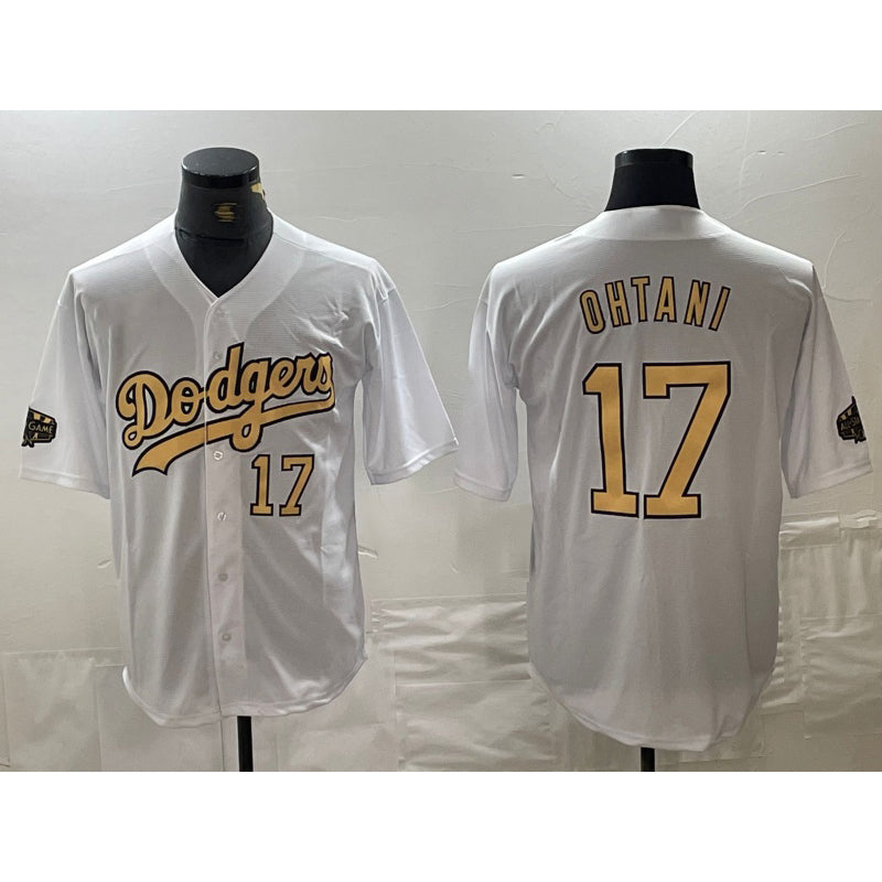 Los Angeles Dodgers #17 Shohei Ohtani Number White AmberGomez 2022 All Star Stitched Cool Base Jerseys
