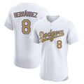 Los Angeles Dodgers #8 Enrique Hern¨¢ndez Player White Gold AmberGomez Limited Elite Home Stitched Jerseys