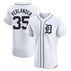 Detroit Tigers #35 Justin Verlander Player White AmberGomez Limited Elite Home Stitched Jerseys
