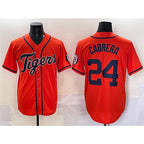 Detroit Tigers #24 Miguel Cabrera Orange AmberGomez With Patch Cool Base Stitched Jersey