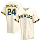 Milwaukee Brewers #24 William Contreras Cream AmberGomez Home Replica Jersey