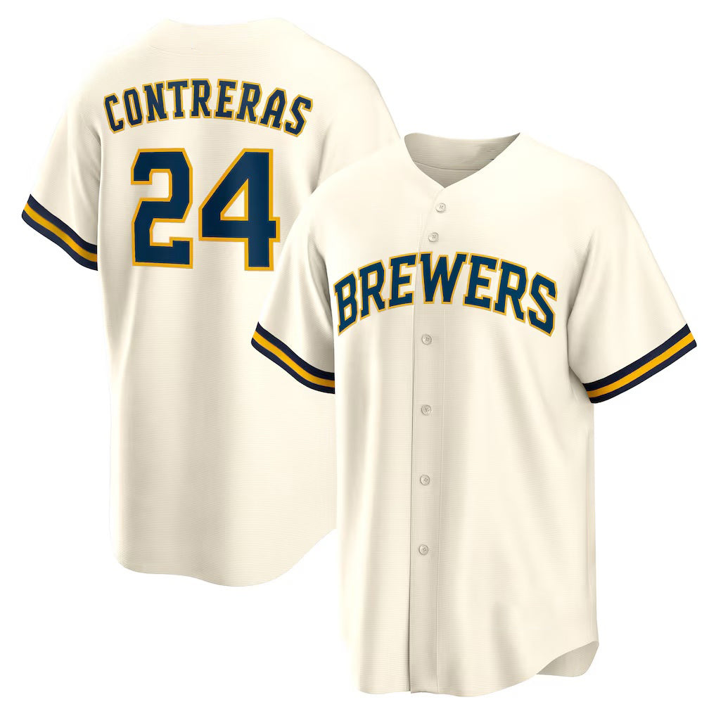Milwaukee Brewers #24 William Contreras Cream AmberGomez Home Replica Jersey