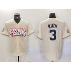 New York Yankees #3 Babe Ruth Cream AmberGomez Limited Stitched Jersey 2