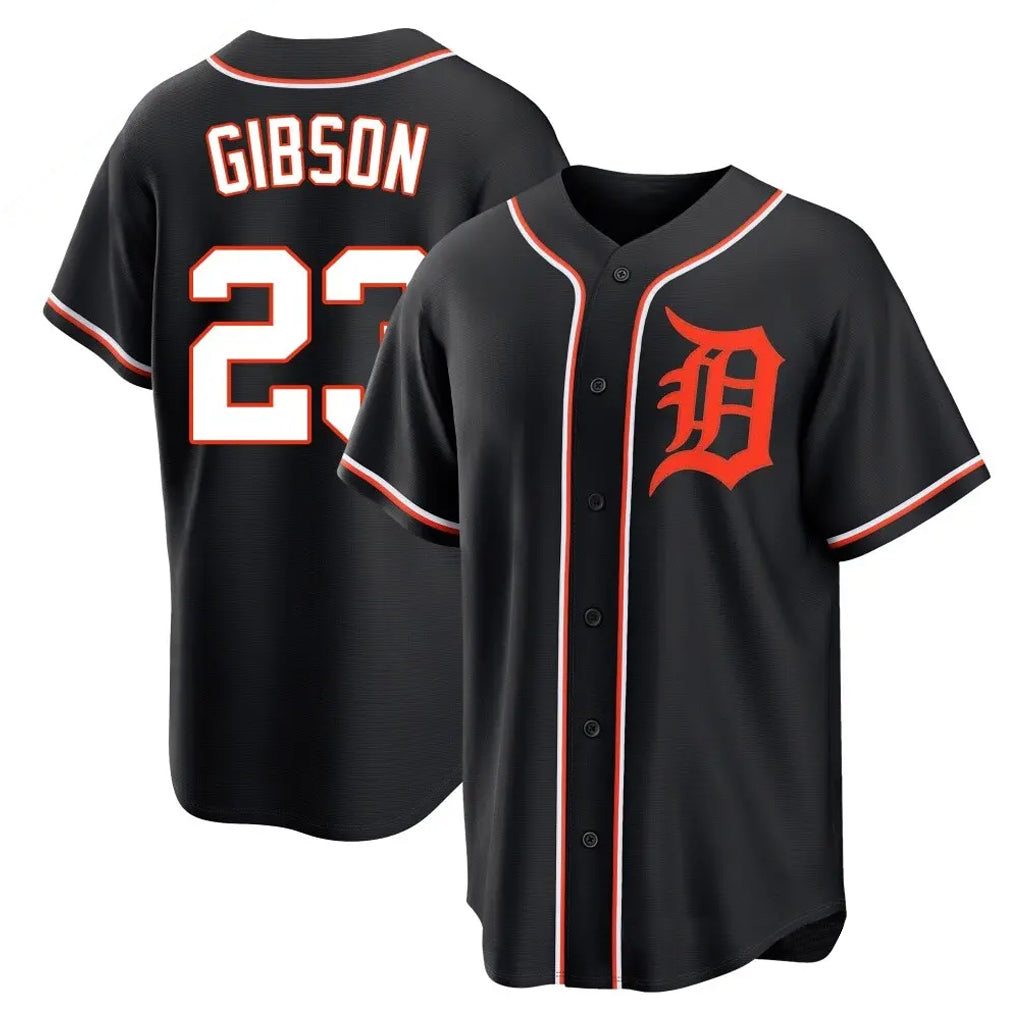 Detroit Tigers #23 Kirk Gibson Player Black AmberGomez Fashion Out Home Game Stitched Jerseys