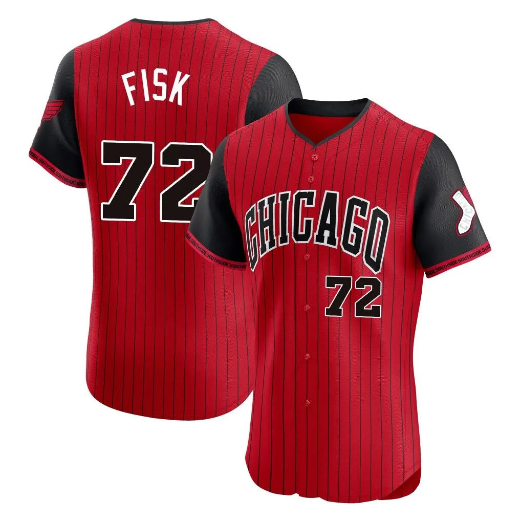 Chicago White Sox #72 Carlton Fisk Player Red AmberGomez City Connect Limited Elite Home Stitched Jerseys