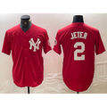 New York Yankees #2 Derek Jeter Red AmberGomez Fashion Cool Base Jersey