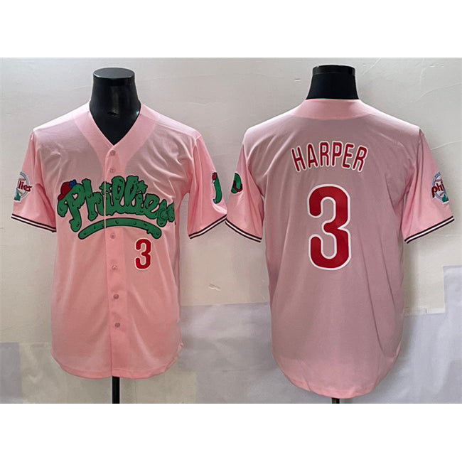 Philadelphia Phillies #3 Bryce Harper Pink AmberGomez Phanatic Limited Stitched Jersey