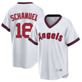 Los Angeles Angels #18 Nolan Schanuel Player White AmberGomez T-shirt Home Game Stitched Jerseys