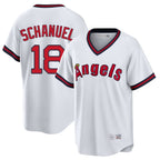 Los Angeles Angels #18 Nolan Schanuel Player White AmberGomez T-shirt Home Game Stitched Jerseys