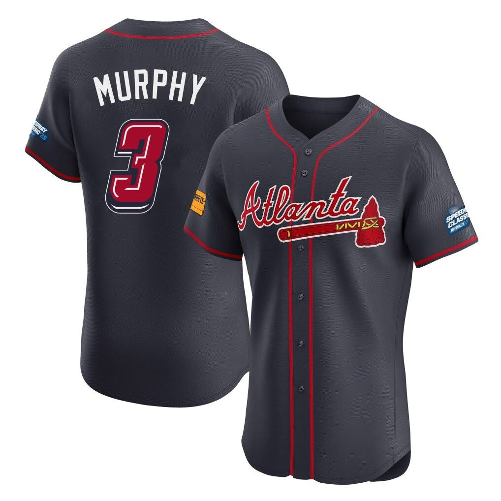 Atlanta Braves #3 Dale Murphy Player Navy AmberGomez 2025 Speedway Classic Limited Elite Home Game Stitched Jerseys