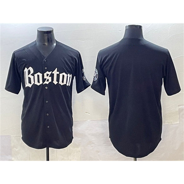 Boston Red Sox Blank Black AmberGomez Gothic Vapor Limited Stitched Jersey