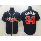 Atlanta Braves #24 Sanders Blue AmberGomez Game Jerseys