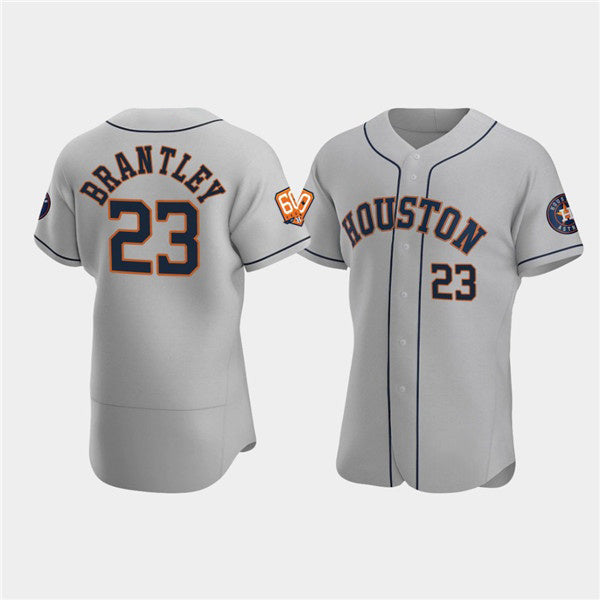 Houston Astros #23 Michael Brantley Gray AmberGomez 60th Anniversary Flex Base Stitched Jersey